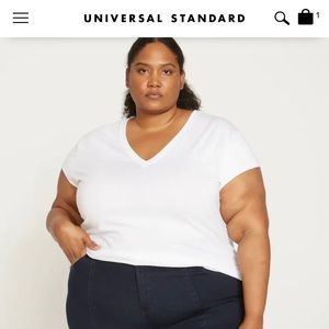 NWT Universal Standard L/20/22 Ashley VNeck Cap Sleeve Tee White